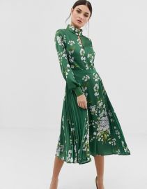 Ted Baker Jhenni print midi dress with pussybow at asos com at Asos